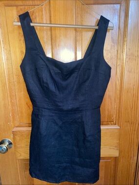 Reformation Black Square-Neck Mini Dress